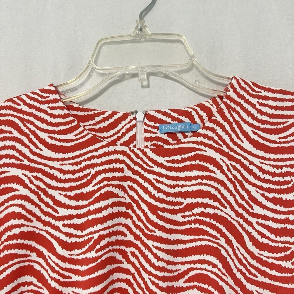 J McLaughlin Sophia Dress Women’s XS Orange Catalina Cloth Sheath Radio Waves - Picture 2 of 11